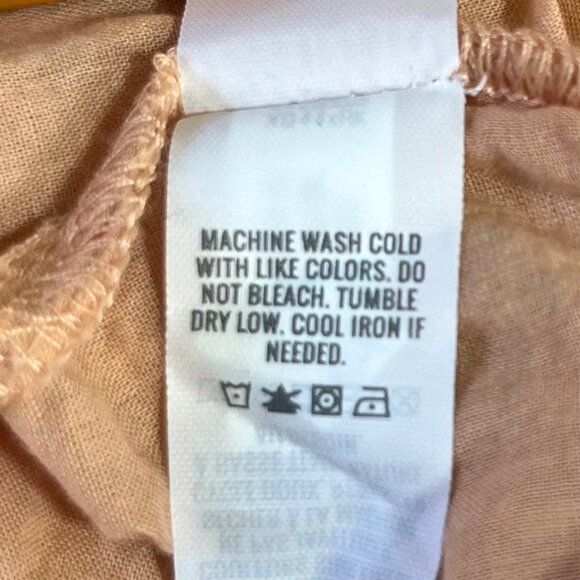 Aerie Smocked Tiered Baby Doll Sun Dress Size XL Peach Tie Straps Lightweight - Picture 9 of 9